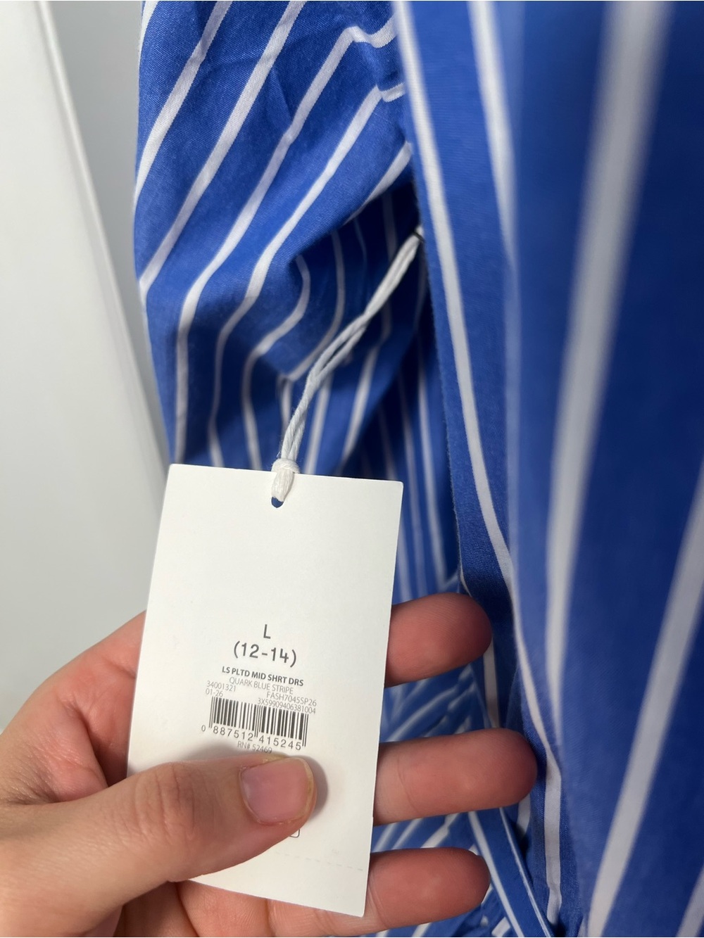 Striped Blue and White Long-Sleeve Maxi Dress with Self Tie - Picture 4 of 11